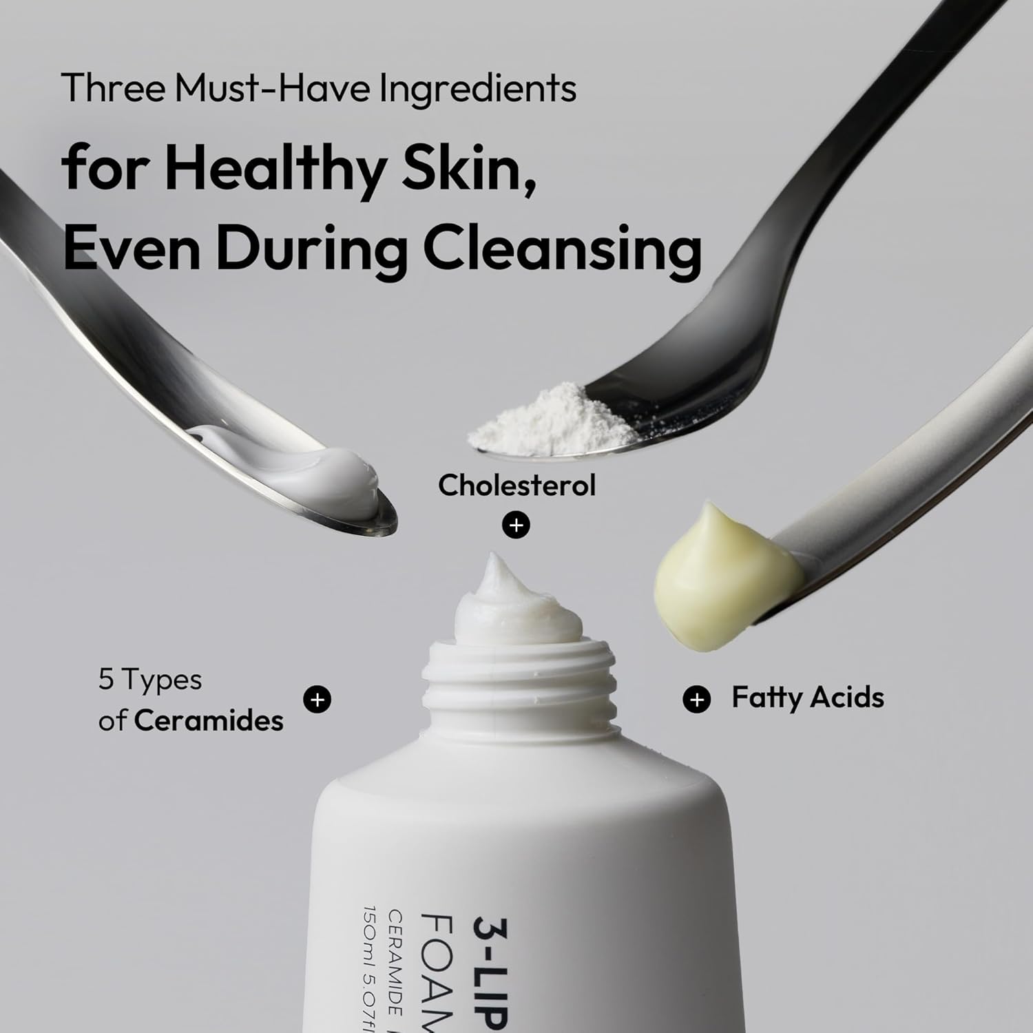 LAYERLAB Korean Face Wash with 5 Ceramides | Hydrating Low pH Cream Foam Cleanser for Sensitive Skin | Helps Support Moisture Barrier, Non-Drying, For All Skin Types 150ml 5.07 fl oz (White) - Image 3