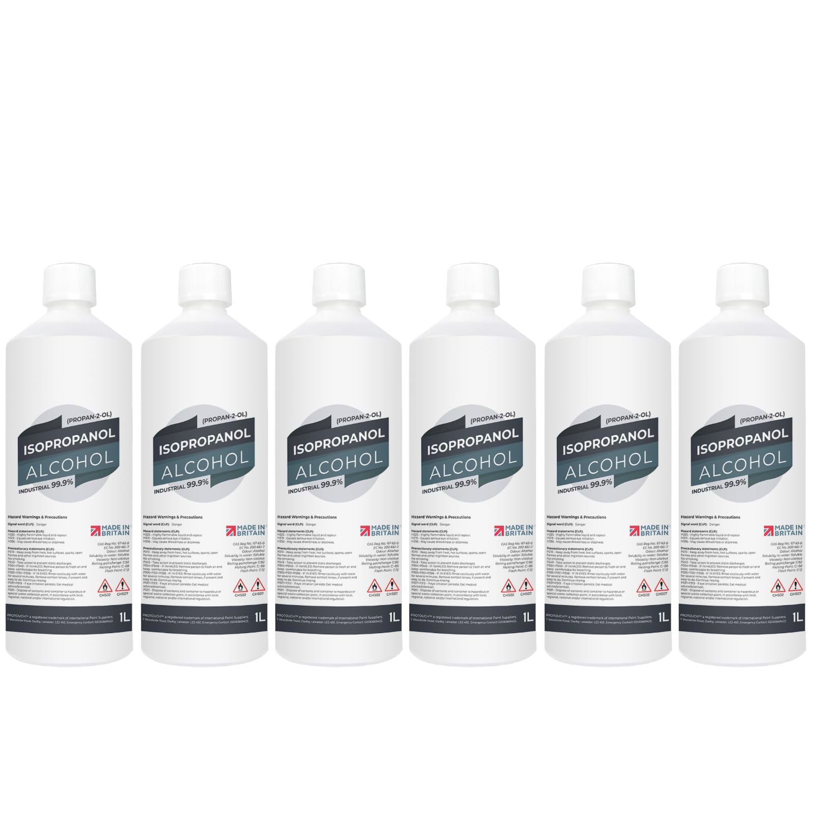 PROTOUCH Isopropyl Alcohol IPA 99.9% Cleaning Disinfecting Industrial Use Isopropanol In Various Sizes Pack of 6