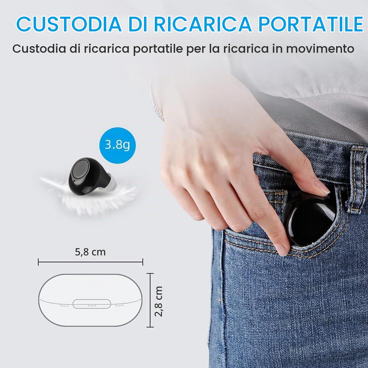 JINGHAO Amplificatore Suono Ricaricabile Amplificatore Suono Invisibile Con Portatile Cassa Di Ricarica Confezione da 2