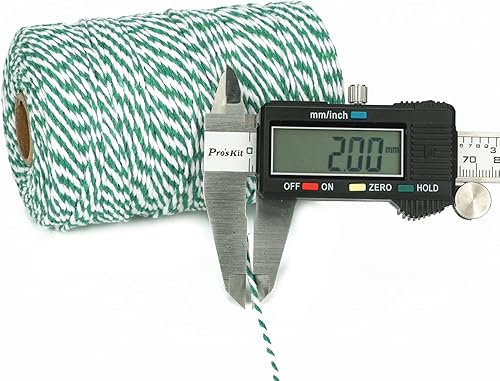Miniatura 2 de G2PLUS Cuerda de Navidad, cuerda de envoltura de regalos, cuerda blanca y verde de 0.079 in, cuerda de algodón natural de 656 pies para embalaje de