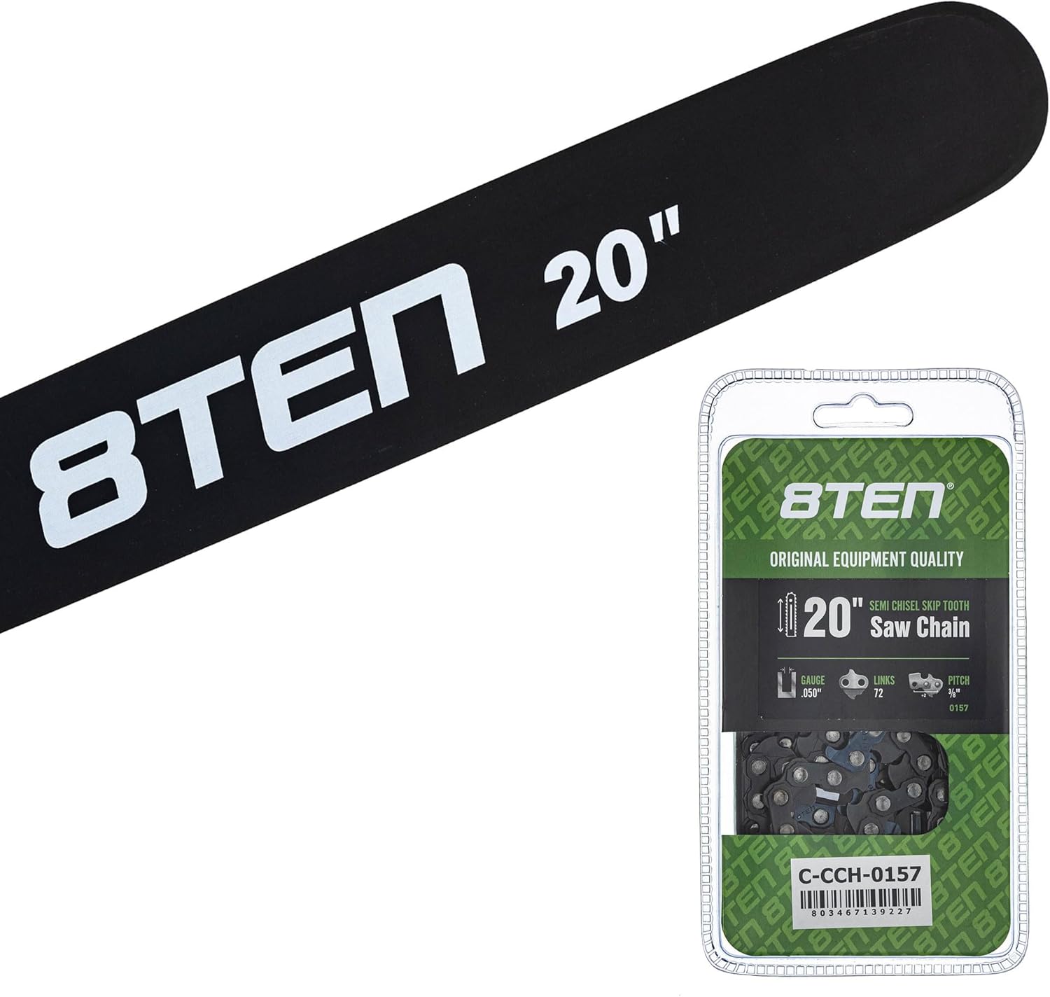 8TEN 20" Chainsaw Guide Bar & Chain .050 3/8 72DL for Stihl 066 044 GB Silver Streak 36500050072 5018465-72