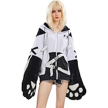 Micotaku Womens Pullover Hoodie Sweatshirt with Detachable Furry Dog Paw Gloves Cute Handbag