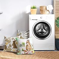 Vista 4 de Ashler Fundas de almohada de conejo de Pascua, fundas de almohada decorativas de huevos de Pascua, fundas de almohada doradas de 18 x 18 pulgadas