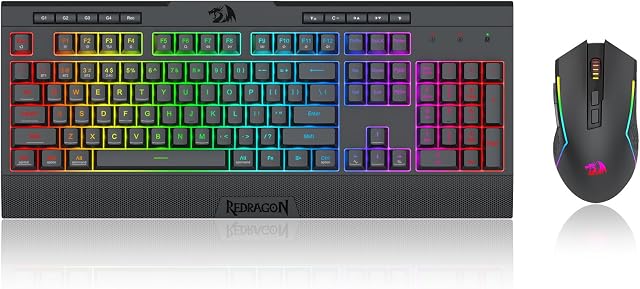 Redragon S151 PRO 3-Mode Clavier de jeu Wilreess & La souris Combo, 104 Clés K525 RGB Clavier et 10000 DPI M616 Gaming Mouse Bundle