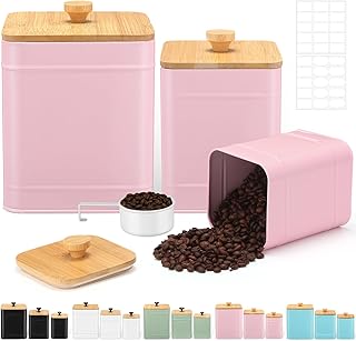 Tioncy Kitchen Canisters for Countertop Set of 3 Metal Canisters Sets wi...