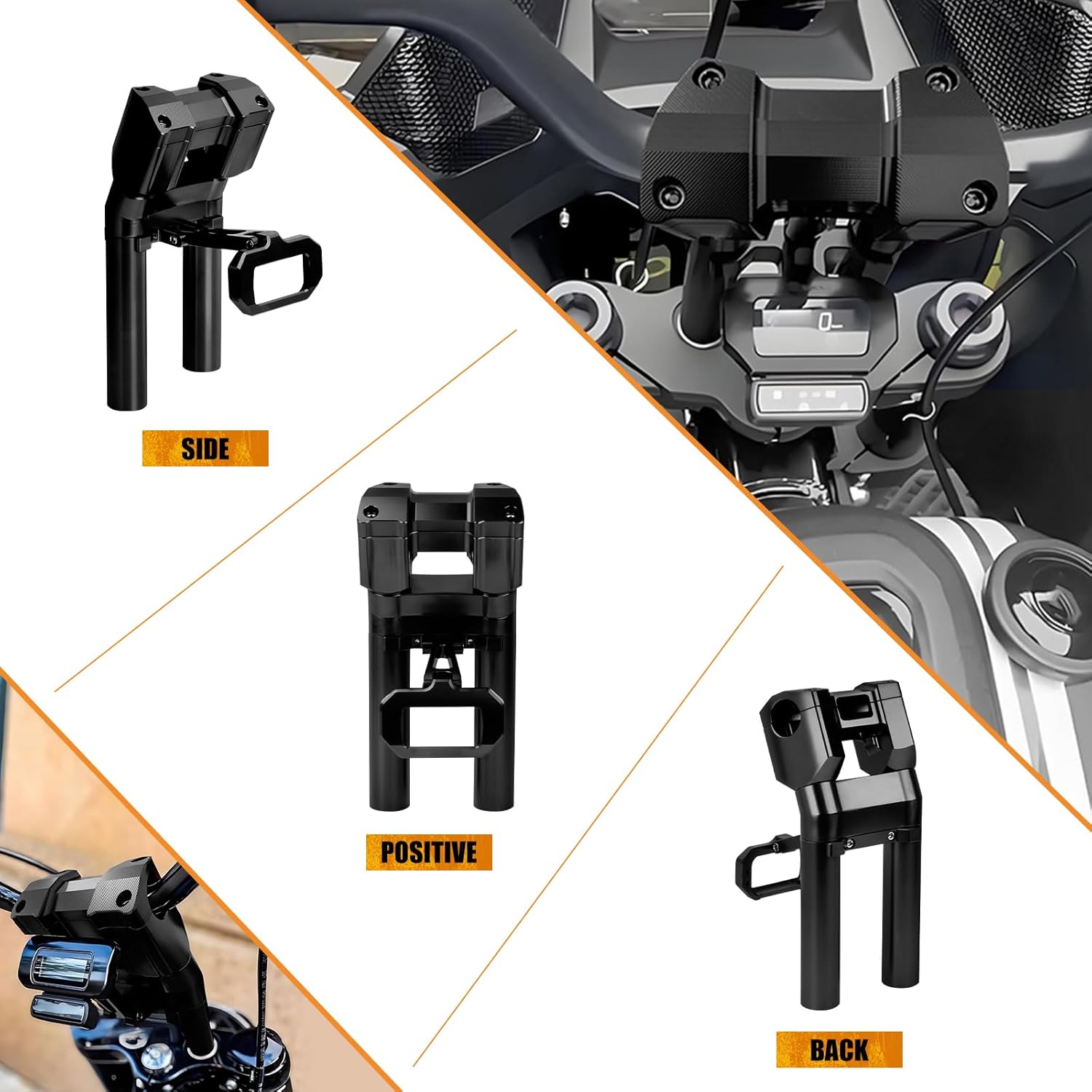 Handlebar Risers with Speedometer Instrument Panel Fit For Harley Softail Street Bob FXBB FXBBS Low Rider ST FXST 2018-2024 (Black 10 inch tall)