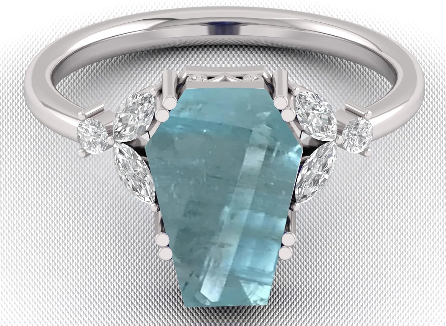 Natural Aquamarine Ring 1.90 Carat 9x12MM Tabhut Cut Gemstone Certified 925 Sterling Silver Statement Ring for Women - Image 4