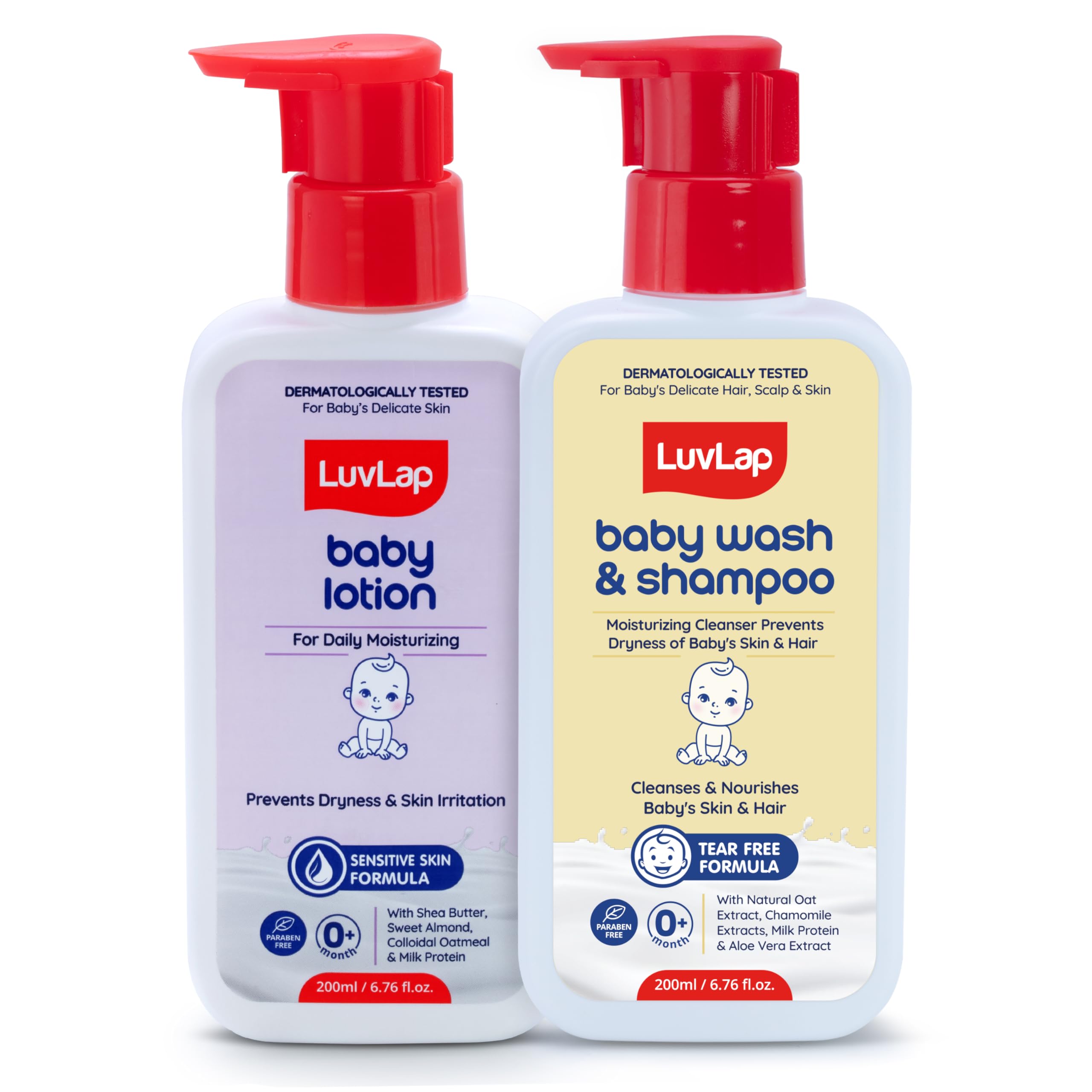 LuvLap Baby Lotion 200 ml + Baby Wash & Shampoo 200 ml Combo Set-image-0