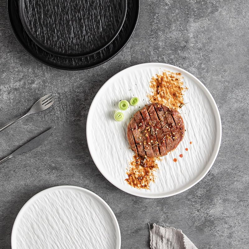 Teller Frosted Stone Plate Steak Western Food Haushalts-Flachteller Flachteller Runder Teller Geschirr(B)