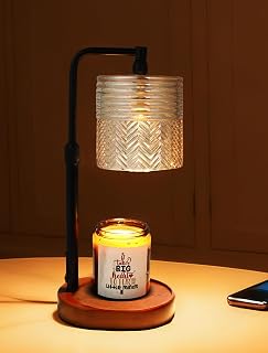 Adjustable Candle Warmer with Touch Control – Dimmable 45W Max, 2/4/6H Timer, Safe Melt Lamp for Scented Candles, Inkstone Black Amber
