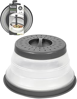 Tovolo Small Collapsible Microwave Cover, Lid for Reheating Food, Meal Prep Kitchen Gadget, No Mess Folding Bowl Cover Kitchen Tool, Charcoal