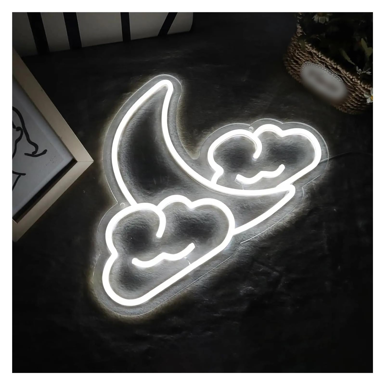 LEMST Sign Lamp Cloud and Moon Neon Sign Dimmable Energy-Efficient Night Light for Children's Room Hotel Party Wall Decor 29cmх41cm