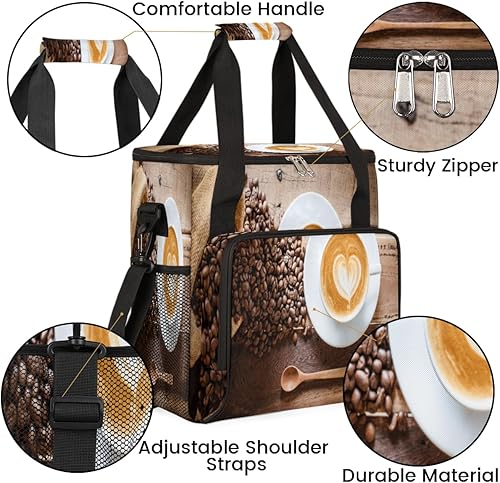 Miniatura 6 de Cafetera con patrón de tiempo de café, bolsa de transporte para Keurig K-Mini o K-Mini Plus K-Cup Pods almacenamiento portátil cafetera bolsa de