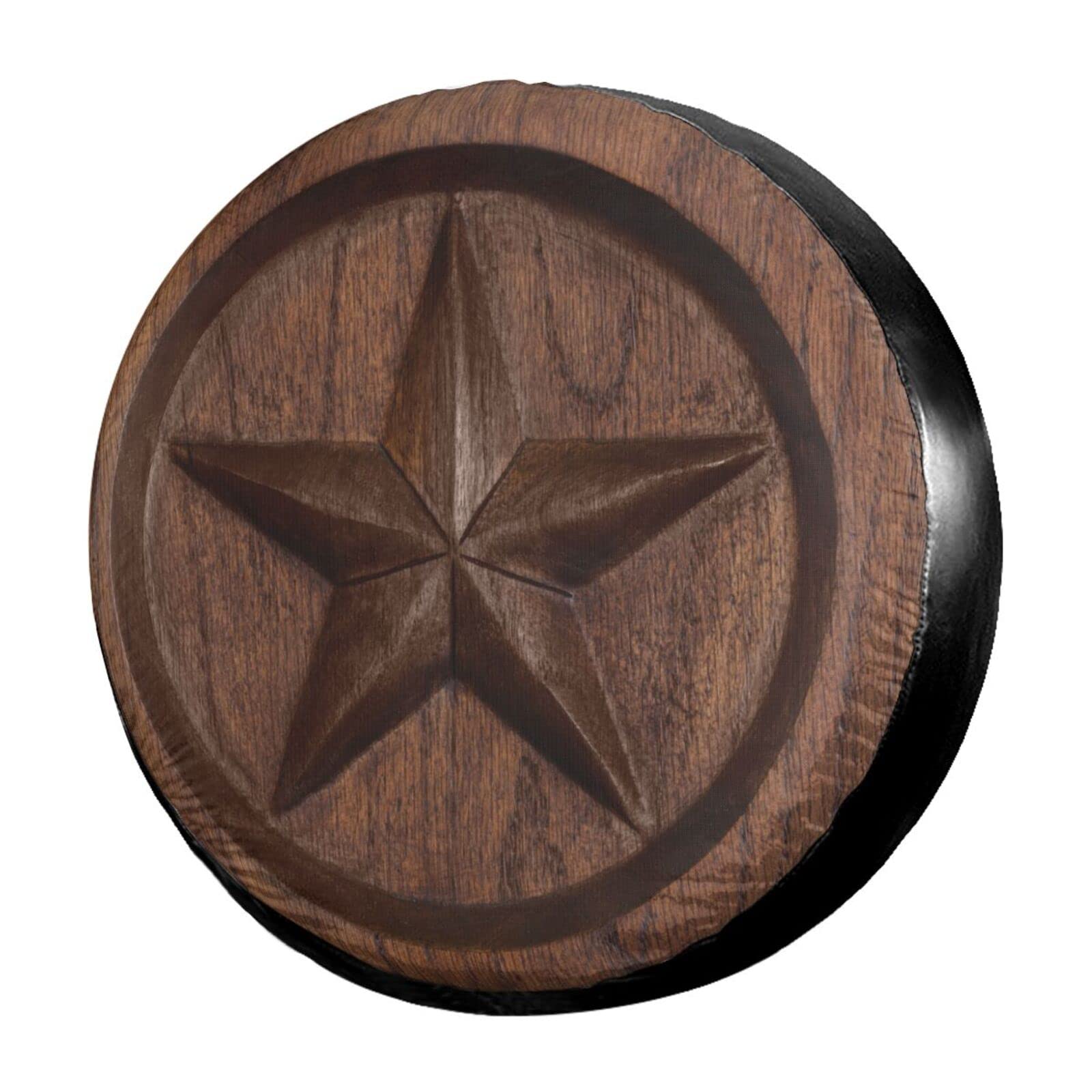 Foruidea Retro Western Texas Star in Wood Spare Tire Cover Dust-Proof Wheel Tire Cover Fit Trailer, RV, SUV and Many Vehicle 16 Inch