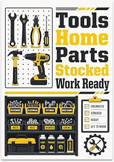 Workshop Organization Poster, Tools Home Parts Stocked Work Ready, 13x19