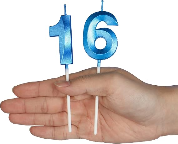 Blue 24th & 42nd Birthday Candles for Cakes, Number 24 42 Candle Cake Topper for Party Anniversary Wedding Celebration Decoration