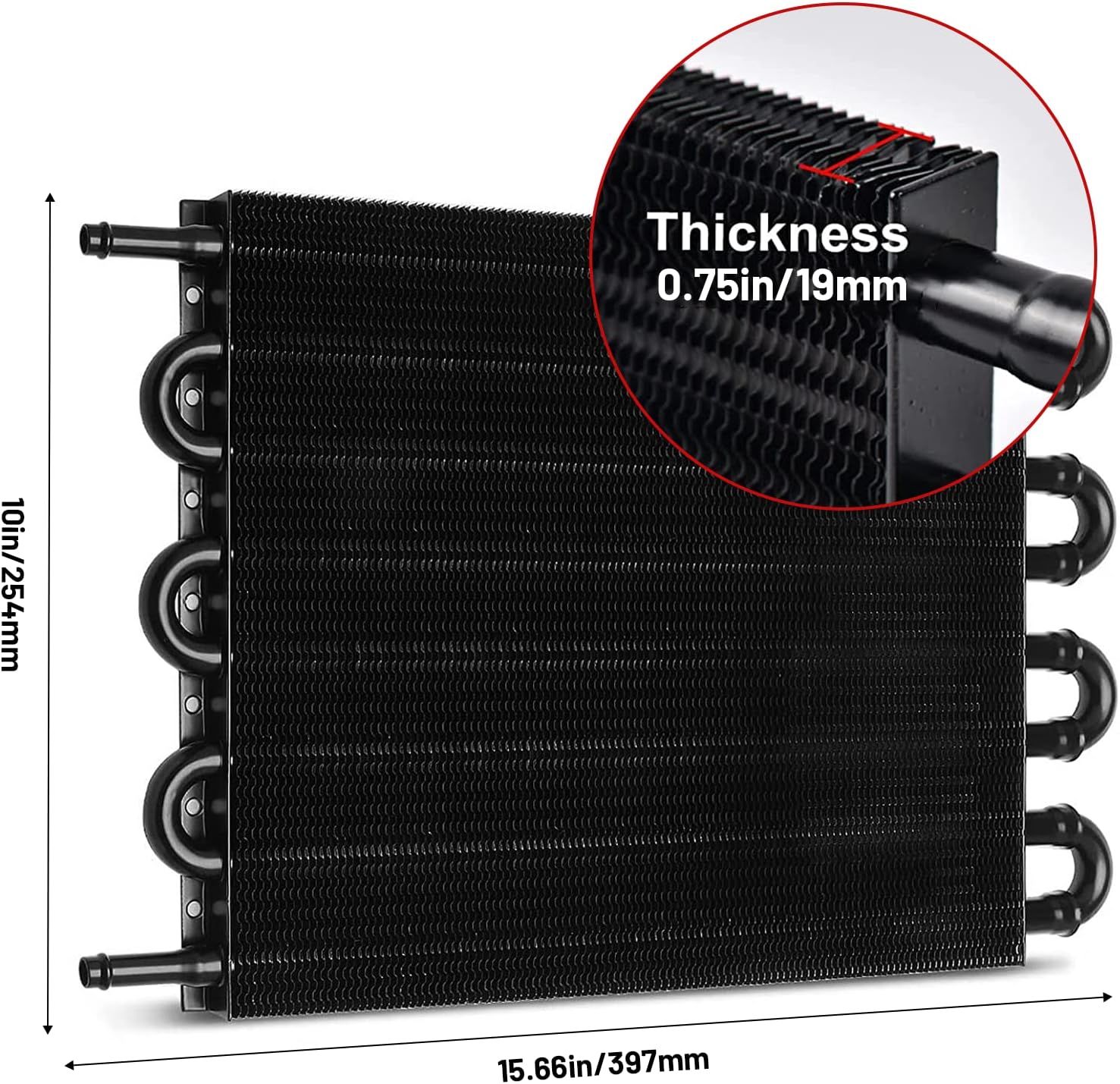 5/16" Transmission Oil Cooler Kit, 8 Pass Ultra-Cool Tube and Fin Cooler Kit Universal Aluminium Alloy Black
