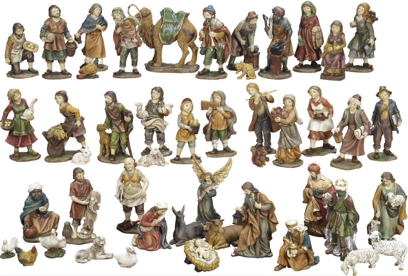 Articoli Religiosi by Paben Juego de Belén completo de 47 figuras de resina, 11 cm