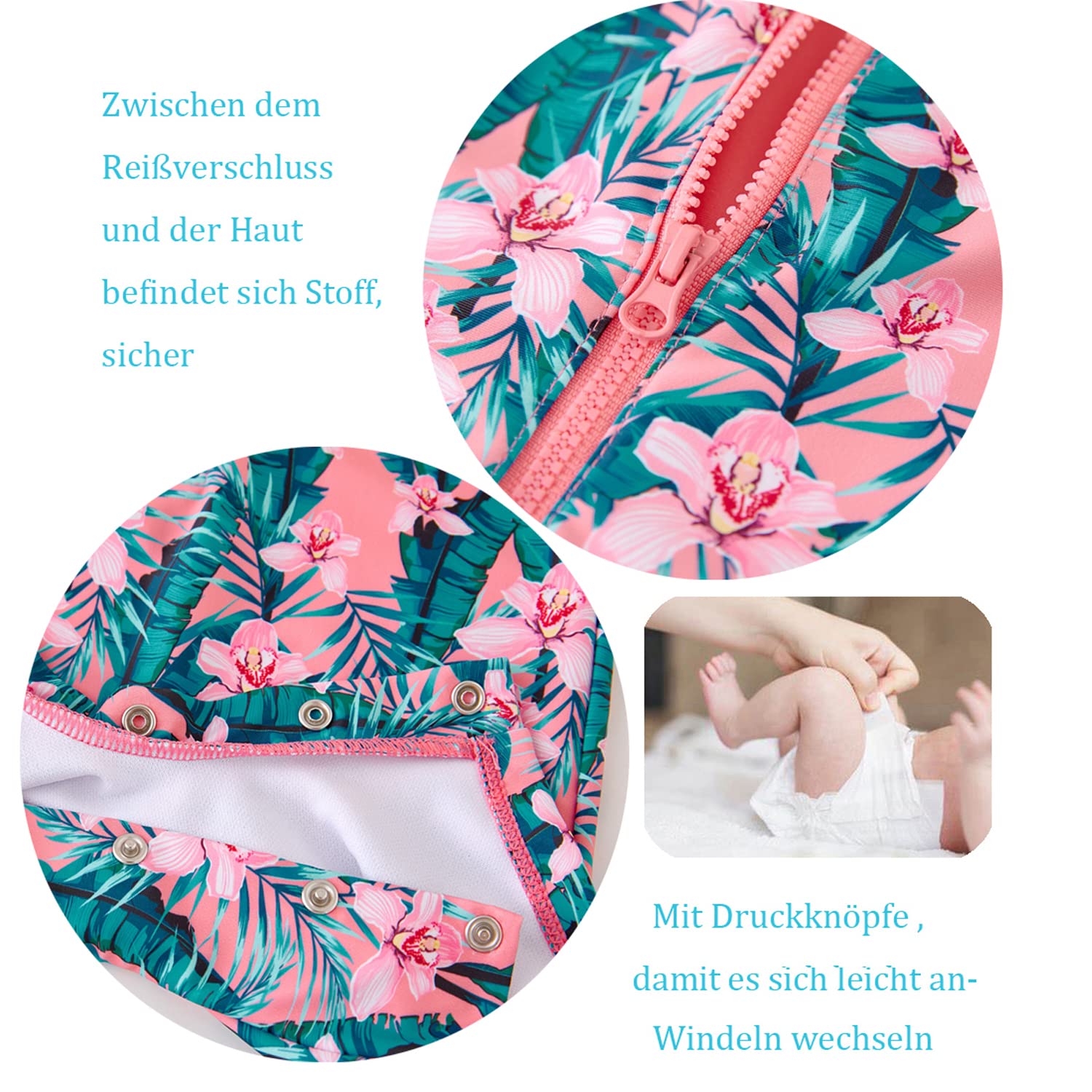 UMELOK Baby Badebekleidung Mädchen Badeanzug mit Sonnenhut UV Schutz