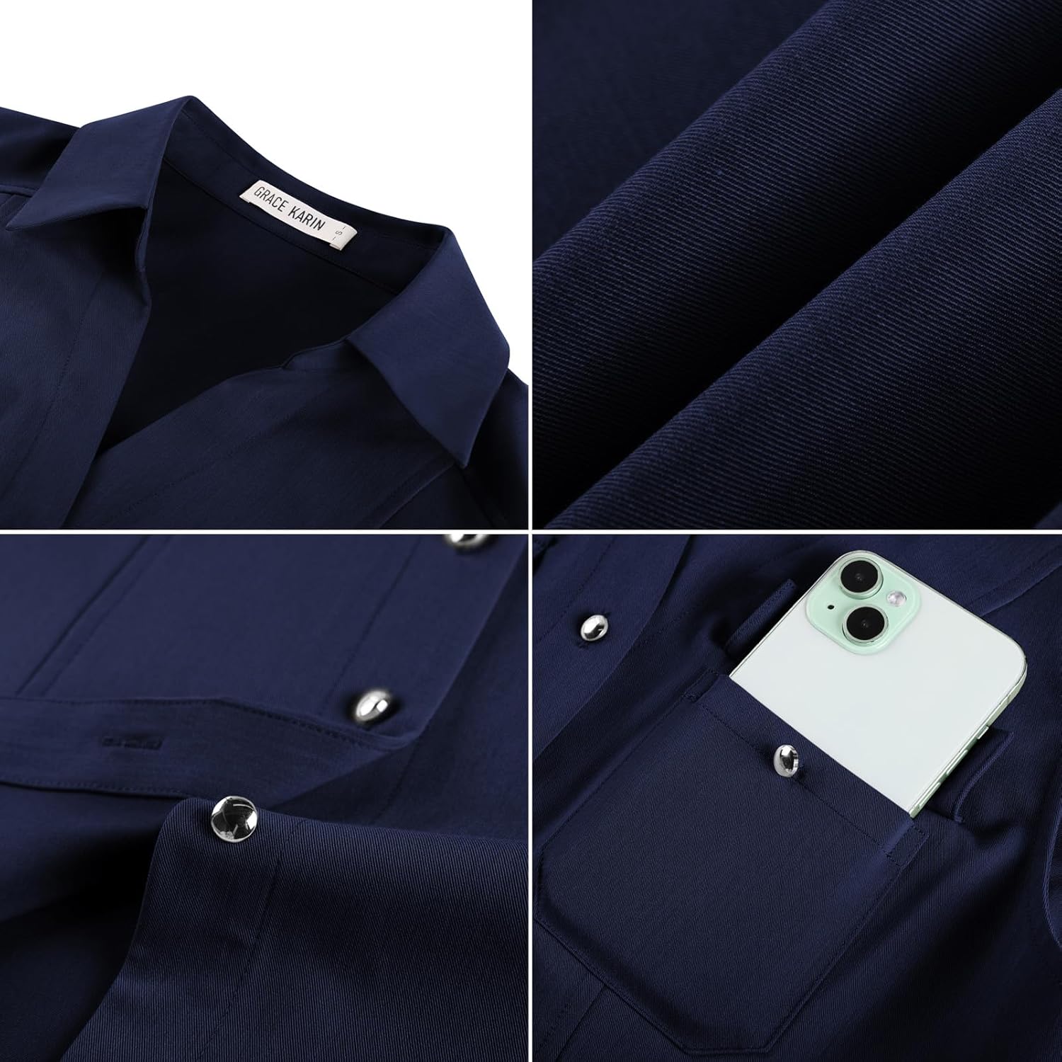 GRACE KARIN Women Sleeveless Button Down Shirts, Summer Solid Dressy Casual Blouse, V Neck Tank Top Business Work 2026 Trendy - Image 6