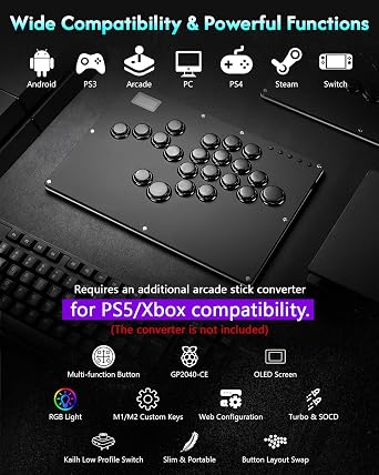 GuileKeys Arcade Fight Stick GK-21 für PC/PS4/PS3/Switch/Steam