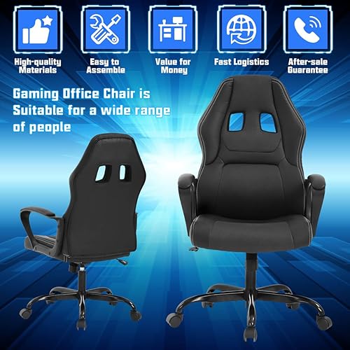 Miniatura 4 de Silla gamer para computadora PC, silla de oficina para adultos, adolescentes y niños, silla ergonómica de piel sintética con soporte lumbar,