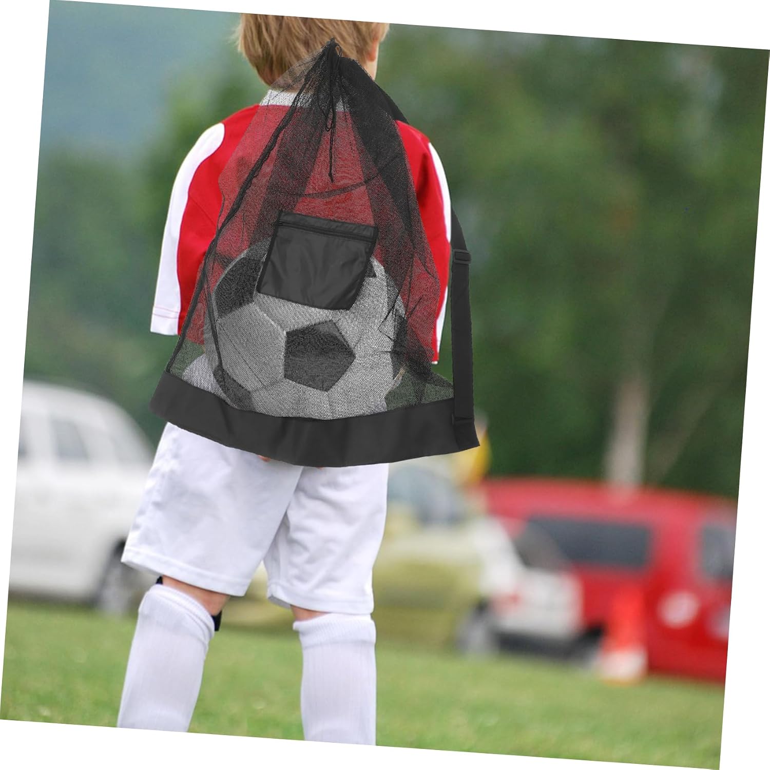 Sosoport Oversized Mesh Ball Bag Drawstring System Adjustable Shoulder Straps for Basketball Soccer Sports Equipment Storage