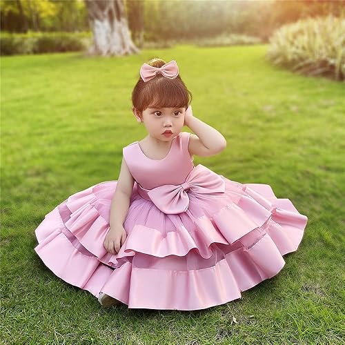 Miniatura 5 de 3M-6T Vestido de Concurso con Volantes de Encaje sin Espalda para Bebé Niña Vestido Tutú para Niña Pequeña Vestidos de Fiesta de Tul con Flores