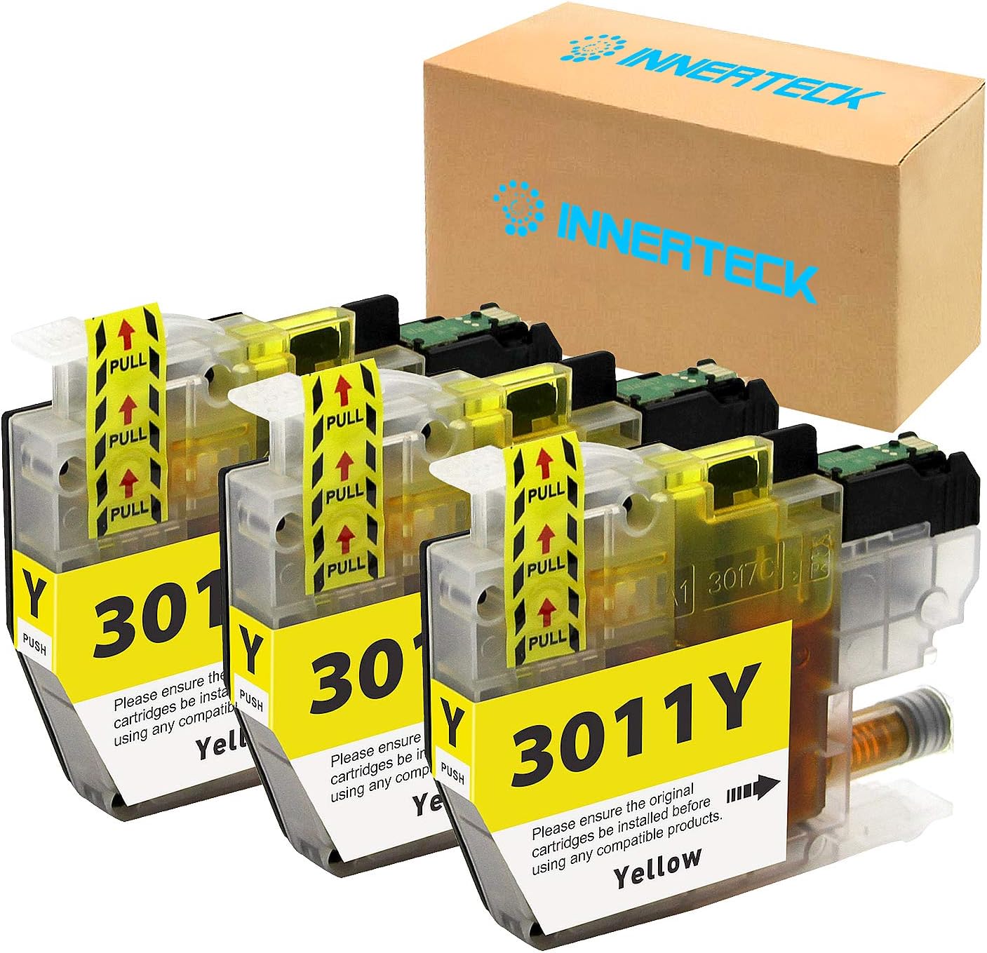 InnerTeck 3 Yellow Replacement for Brother LC3011 LC3011Y