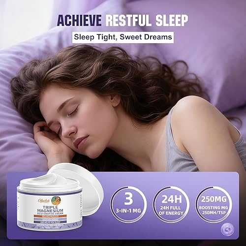 Miniatura 2 de Loción de magnesio para dormir, crema tópica de triple magnesio para piernas, pies y almejas corporales, loción nocturna de lavanda para dormir,