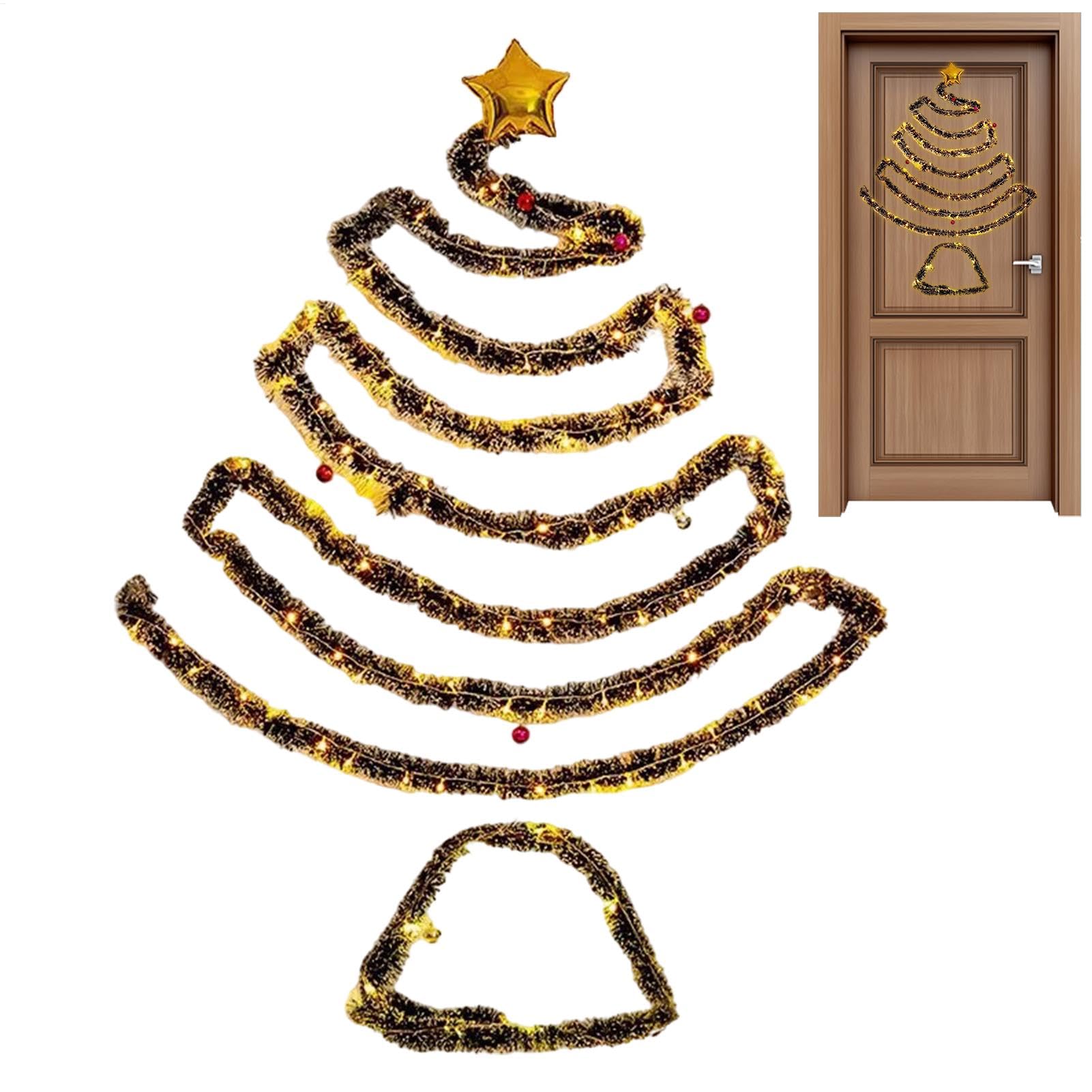 Albero di Natale in metallo da appendere, 83 cm, illuminato con 30 LED