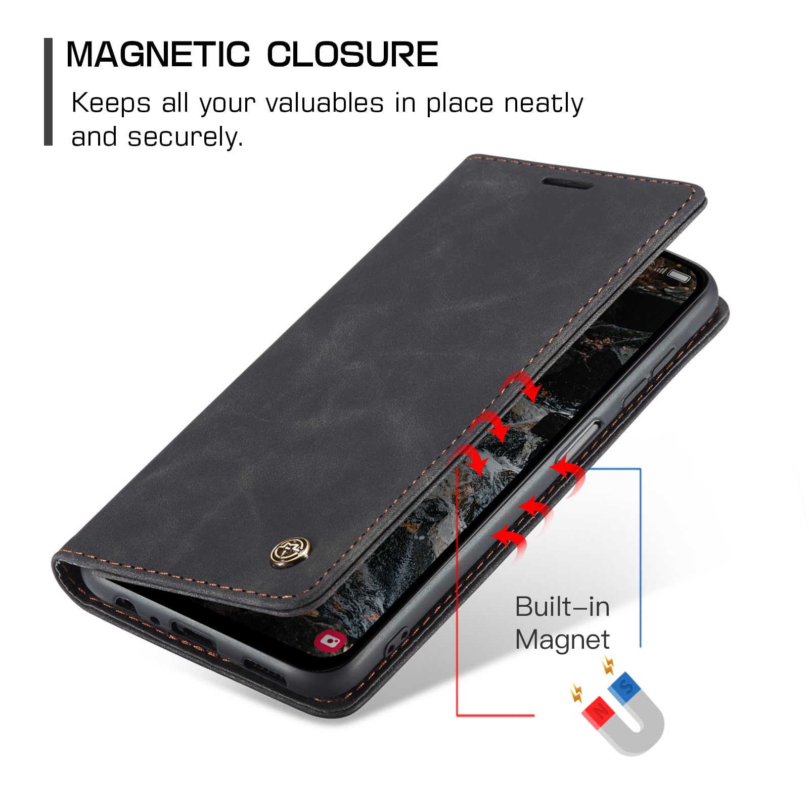 owlhold Cover per samsung A25,Cover Samsung Galaxy A25 Magnetica Portafoglio Flip[Antiurtoo][Cavalletto][Carta Fessura] Custodia Pelle per Samsung Galaxy A25-Nero