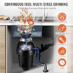 VEVOR Garbage Disposal, 1HP 3270RPM Continuous Feed Food Waste Disposer, EZ Connect Food Waste Grinding System with Sound Reduction, Power Cord & Splash Guard for Kitchen Sinks