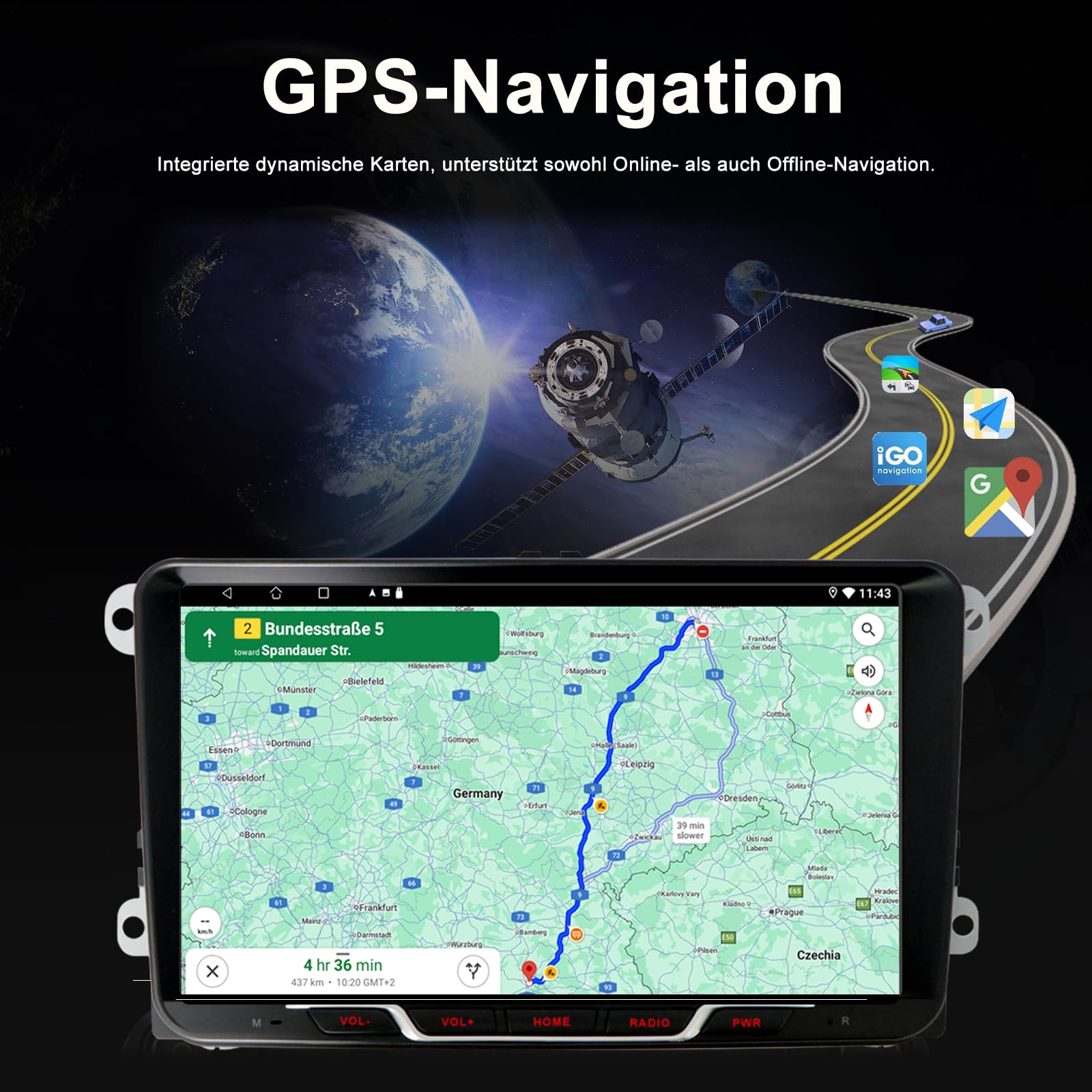 Echte 4GB+64GB Android Autoradio für VW Sharan 7N Seat Alhambra 7N 2010-2022, 2-DIN 9 Zoll QLED-Display, Wireless CarPlay & Android Auto, 1080P Rückfahrkamera, GPS, WiFi, Bluetooth, DSP, RDS