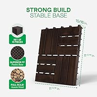 Vista 2 de Idzo Baldosas de Terraza Entrelazadas 9.6 PIES CUADRADOS - 10 PIEZAS Baldosas Impermeables de Madera de Acacia para Patio, Baldosas de Piso