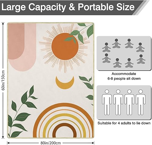 Miniatura 30 de Manta de picnic extra grande impermeable plegable (80 x 80 pulgadas), manta de playa impermeable a prueba de arena, 3 capas para el aire libre