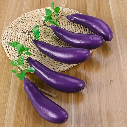 Miniatura 6 de BESTOYARD 2 piezas de berenjena japonesa, vegetales artificiales, vegetación, frutas artificiales, flores artificiales, verduras falsas, alimentos