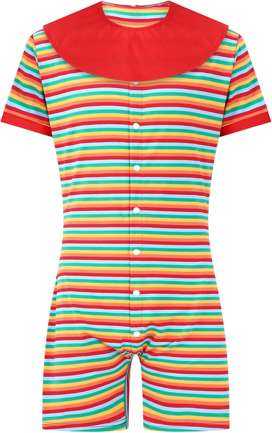 Men Short Sleeve Bodysuit with Removable Bibs Pajama One-piece Loungewear Nightgown for Home Leisure