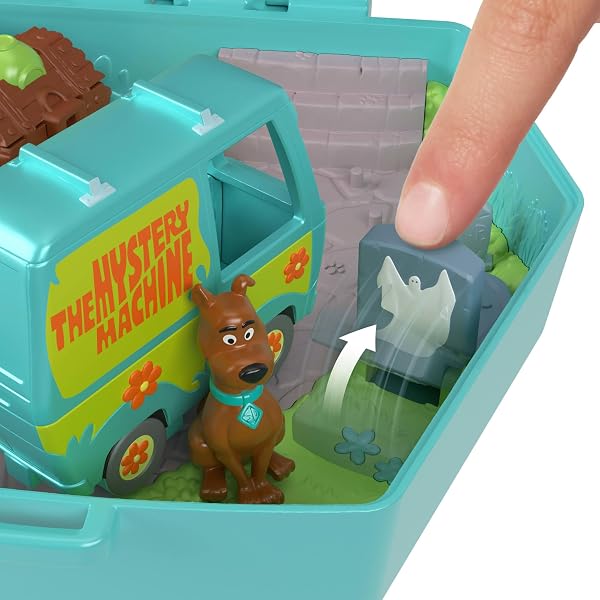 Polly Pocket x Scooby-DOO Partnership-Schatulle, Minipuppen und Spielset, Scooby-DOO und Velma Dinkley Puppen, Mystery Machine Spielzeugauto, JKC85 - 4