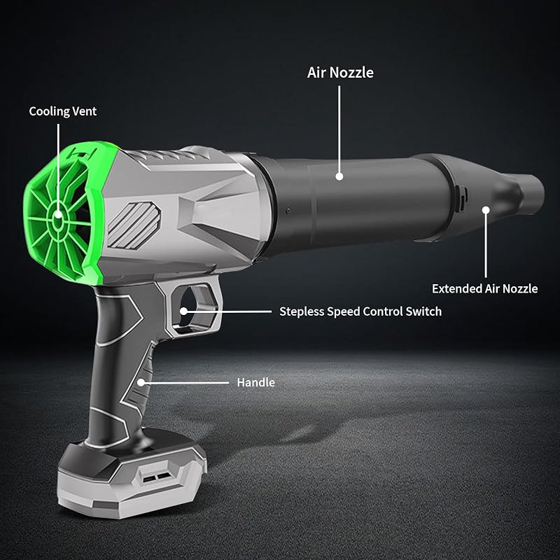 Suflantă de frunze manuală cu acumulator 21V Rouzin Makita, fără perii, tip turbo, pentru praf, fără acumulator, mini