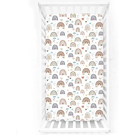 HNHUAMING Rainbow Crib Sheet Set: Sweet Dreams for Your Little Cherub