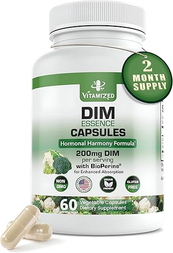 Suplemento de estrógeno dim para armonía hormonal y salud de la piel, suministro de 2 meses - 200 mg de diindolilmetano para el equilibrio del