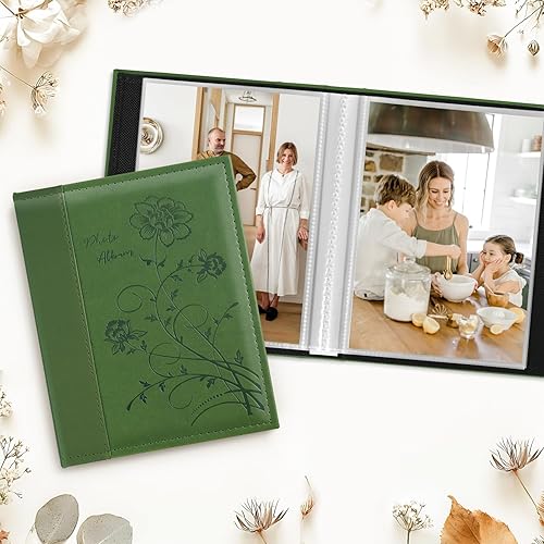 Miniatura 3 de Artmag Álbum de fotos de 5 x 7 pulgadas, páginas transparentes, con bolsillos, cubierta de piel, deslizante, libro de fotos con capacidad para 50