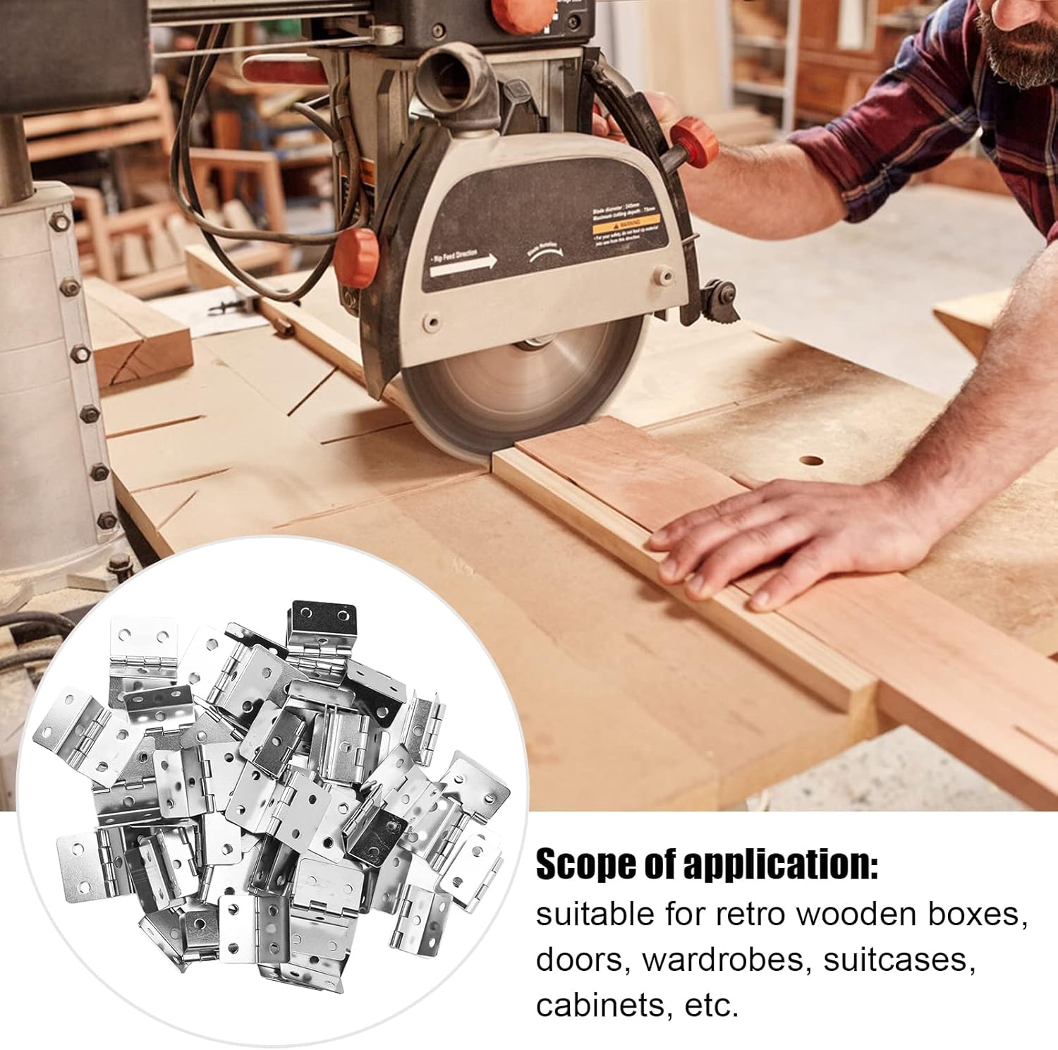 50pcs Hinges Appearance Electroplating Durable Iron Material Wooden Boxes Repairing Accessories with Screws (Silver White)