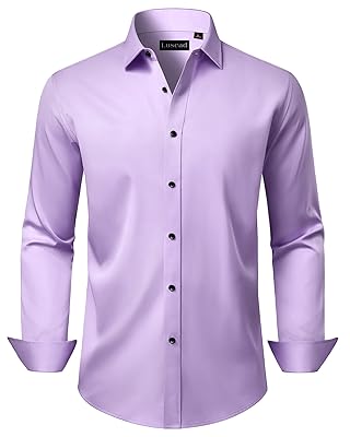 Men's Dress Shirts Long Sleeve Stretch Wrinkle Free Wedding Formal Business Button Down Shirt