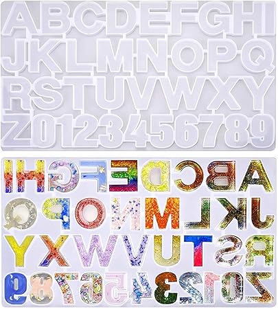 Alphabet Mould with Hole Resin Art Molds Creative DIY Multipurpose Transparent Silicone Coaster Tray Mold (Alphabet Mold with Hole)