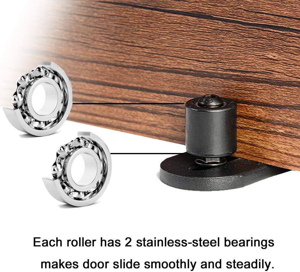 SMARTSMITH Ball Bearings Design!!!New Upgraded Barn Door Floor Guide | Smooth AS Butter Bearings!!! | Stay Roller Sliding Adjustable by SmartSmith | Unique Guide Flush with Floor (Black)