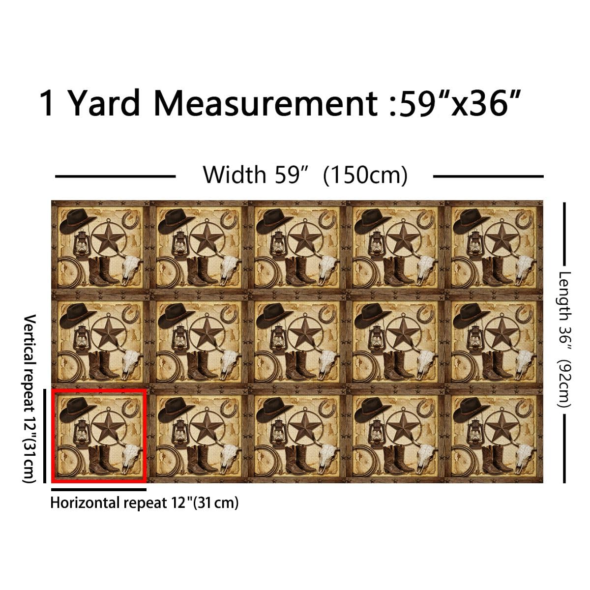 Tela vaquera occidental por yarda, 2 yardas, rústica, estrella de Texas, decorativa, impermeable, tela para exteriores, tela de vaquero, botas de vaquero, tela de tapicería para sillas, herraduras,