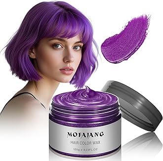 Temporary Hair Color Wax, Purple Hair Spray, 4.23 Ounces Natural Disposable Hair Wax Color Spray, Kids Women Temporary Hair Dye Wax Clay Pomades for Christmas Parties, Role Playing, Halloween (Purple)