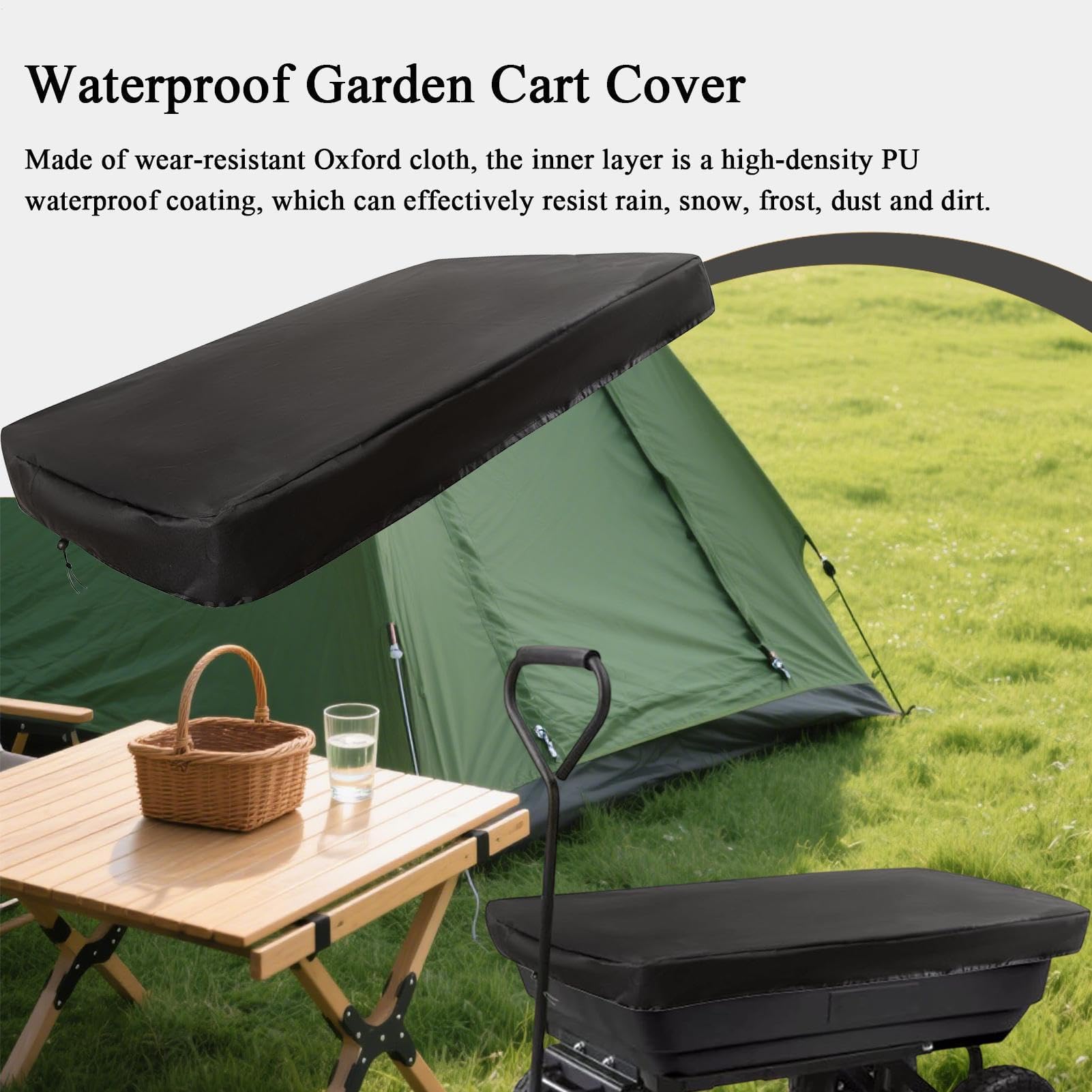 Funda plegable impermeable para carrito de la compra, tela Oxford, protección contra el polvo para jardín al aire libre y camping, resistente al viento, para carrito de compras y patio